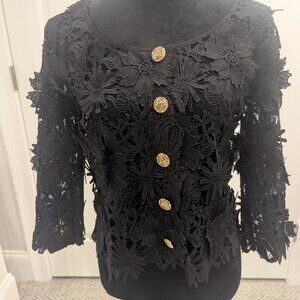 BOSTON Proper Black 3D Lace Top XXS